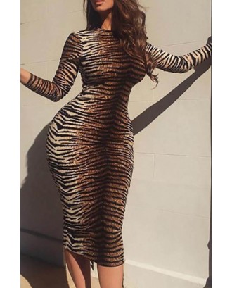 Lovely Chic Leopard Printed Knee Length Dress