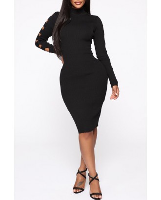 Lovely Trendy Hollow-out Black Knee Length Dress