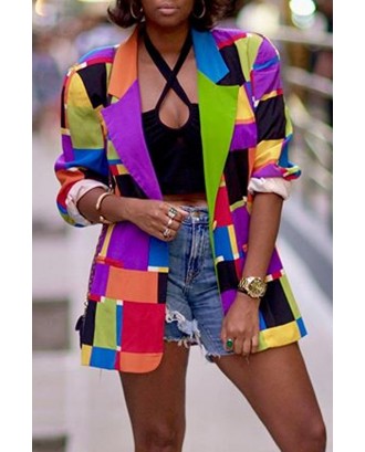 Lovely Casual Color-lump Patchwork Multicolor Blazer
