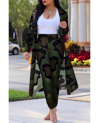 Lovely Trendy Camouflage Printed Two-piece Pants Set