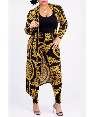 Lovely Casual Printed Golden Two-piece Pants Set