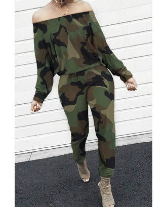 Lovely Casual Camouflage Printed Army Green One-piece Jumpsuit