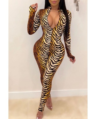 Lovely Sexy Tiger Stripes One-piece Jumpsuit