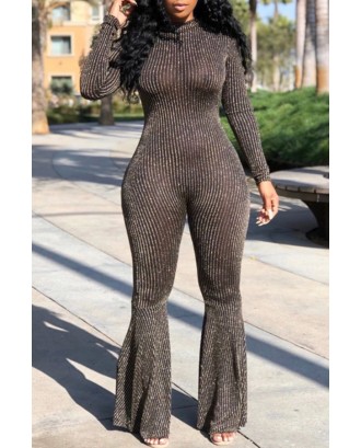 Lovely Casual Pinstripe Black One-piece Jumpsuit