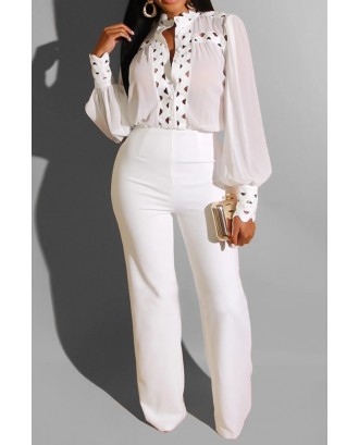 Lovely Casual Patchwork White One-piece Jumpsuit