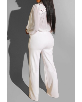 Lovely Casual Patchwork White One-piece Jumpsuit