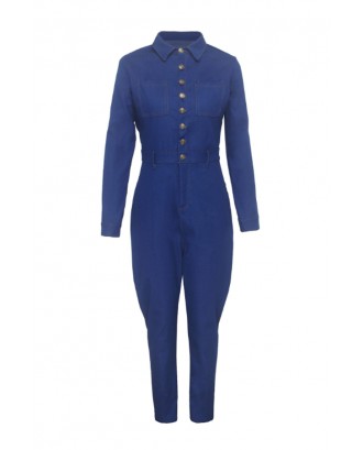 Lovely Chic Skinny Blue One-piece Jumpsuit(Without Belt)