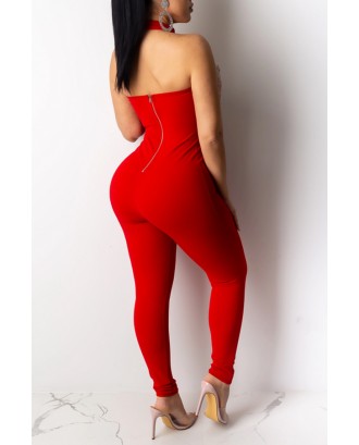 Lovely Sexy Tassel Design Red One-piece Jumpsuit