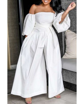 Lovely Stylish Off The Shoulder White One-piece Jumpsuit