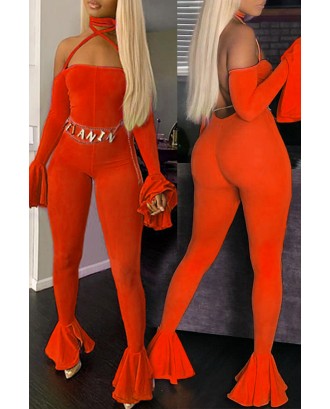 Lovely Sexy Backless Orange One-piece Jumpsuit(Without Accessory)