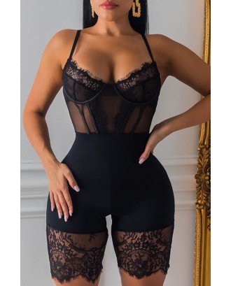 Lovely Sexy Hollow-out Black One-piece Romper