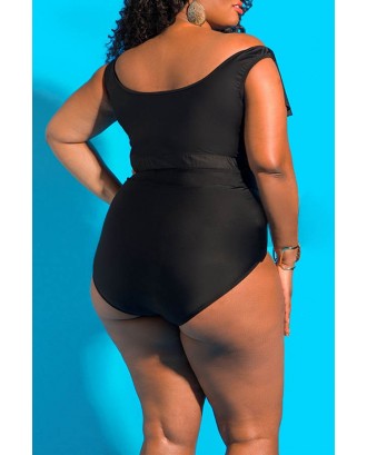 Lovely Hollow-out Black Plus Size Two-piece Swimwear
