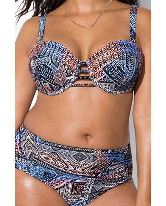 Lovely Printed Multicolor Plus Size Two-piece Swimwear