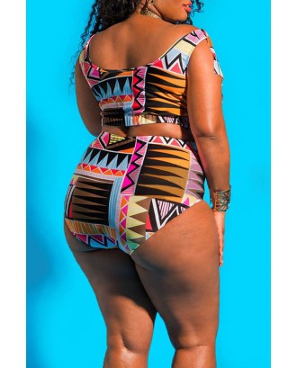 Lovely Hollow-out Multicolor Plus Size Two-piece Swimwear