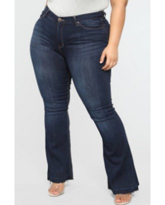 Lovely Casual Skinny Blue Plus Size Jeans