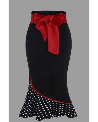 Lovely Casual Dot Red Plus Size Skirt