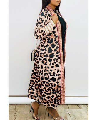 Lovely Casual Leopard Printed Long Coat