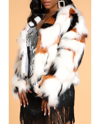 Lovely Stylish Patchwork Multicolor Faux Fur Coat