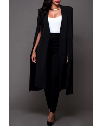 Lovely Casual Sleeveless Cloak Design Black Coat