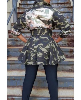Lovely Casual Camouflage Printed Coat