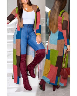 Lovely Casual Color-lump Patchwork Coat