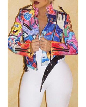 Lovely Casual Printed Multicolor Jacket(Batch Print)