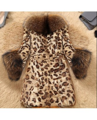 Lovely Casual Patchwork Leopard Printed Coat
