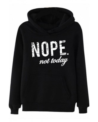 Lovely Casual Letter Printed Black Hoodie