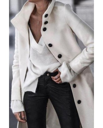 Lovely Casual Buttons Design White Coat