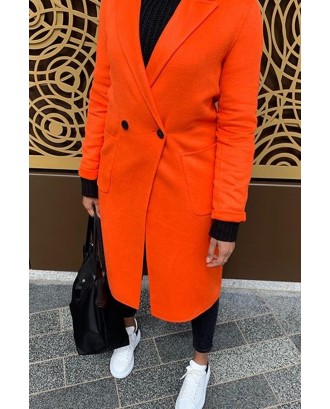 Lovely Trendy Buttons Design Orange Red Coat