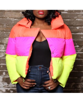 Lovely Casual Patchwork Multicolor Coat