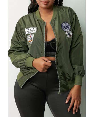 Lovely Trendy Zipper Design Army Green Jacket