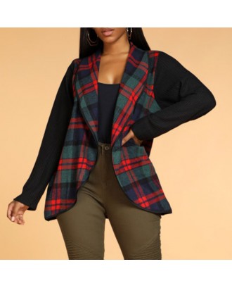 Lovely Casual Plaid Print Green Coat