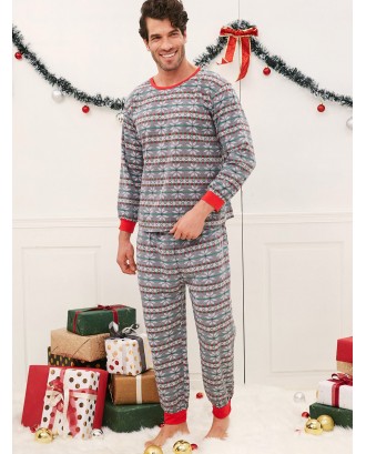 Christmas Snowflake Print Matching Family Pajamas - Light Gray Dad Xl