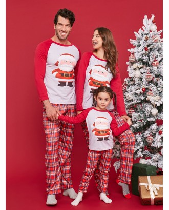 Christmas Santa Claus Print Plaid Family Pajamas Sets -  Kid 7t