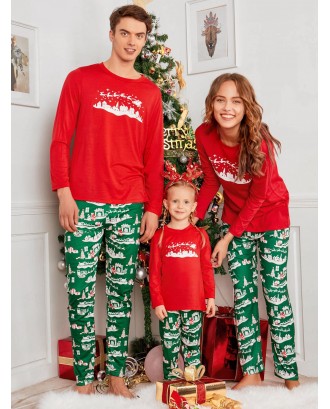 City Printed Family Christmas Pajama Set - Red Kid S