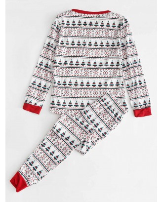 Christmas Geometric Tree Print Family Pajama Sets -  Dad Xl
