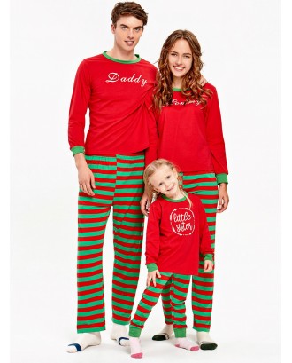 Striped Matching Family Christmas Pajama - Red Dad L
