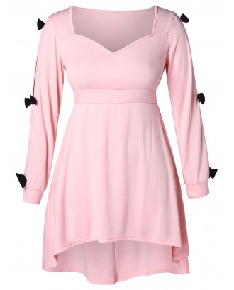 Plus Size Sweetheart Neck A Line Dress - Pink 1x