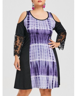 Plus Size Floral Lace Tunic Dress - Black Xl