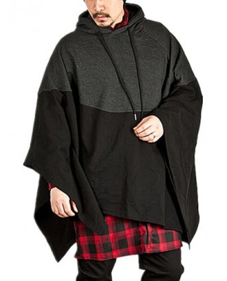 Contract Color Pullover Hooded Cloak - Carbon Gray 2xl