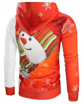 Christmas Snowman Print Hoodie -  L