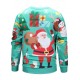 Cute Santa Claus Christmas Elements Print Sweatshirt - Light Sea Green M
