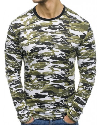 Multicolor Camouflage Pattern Long Sleeves T-shirt - Camouflage Green 2xl
