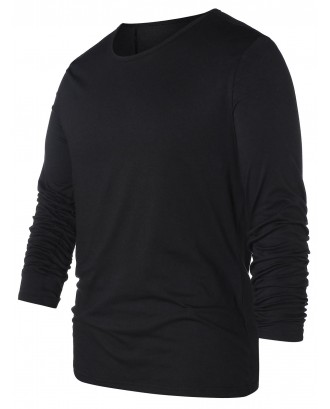 Long Sleeve Lace Up Casual T-shirt - Black 2xl