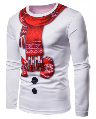 Christmas 3D Print Long Sleeves Tee - White Xl