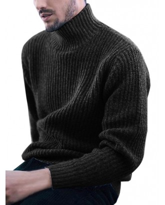 Solid Color Long-sleeve Sweater - Black M