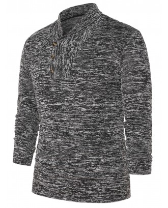 Shawl Collar Space Collar Pullover Sweater - Gray Cloud M