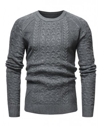 Jacquard Weave Whole Colored Knitted Sweater - Gray Xs